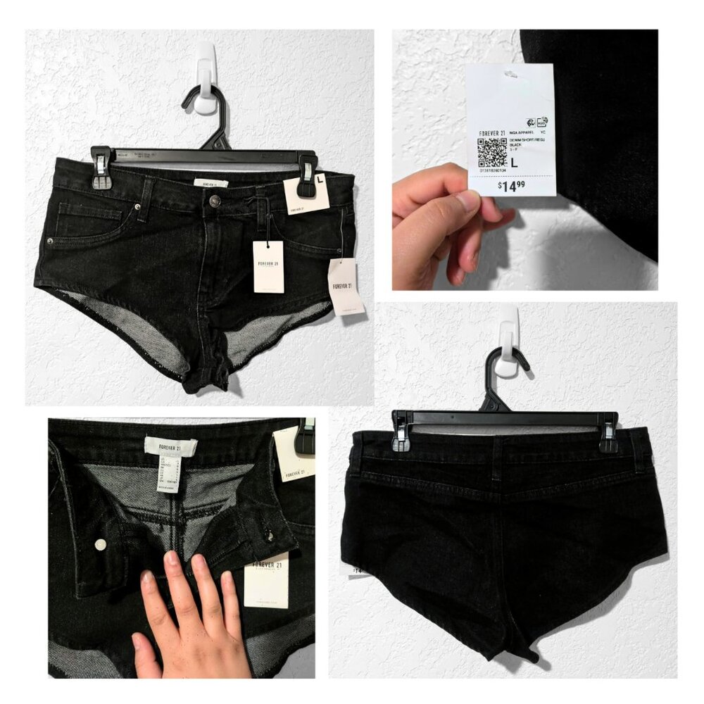 {Forever 21} Black Jean Micro Mini Shorts | Y2K Alt Club Rave Festival